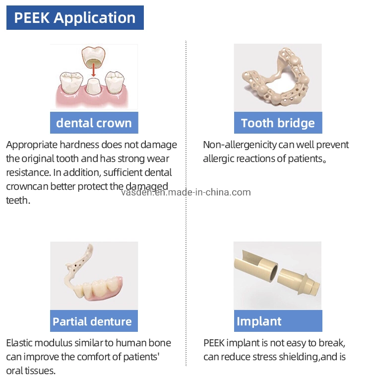 CAD Cam Dental Peek Blank for Dental Bridge Restoration